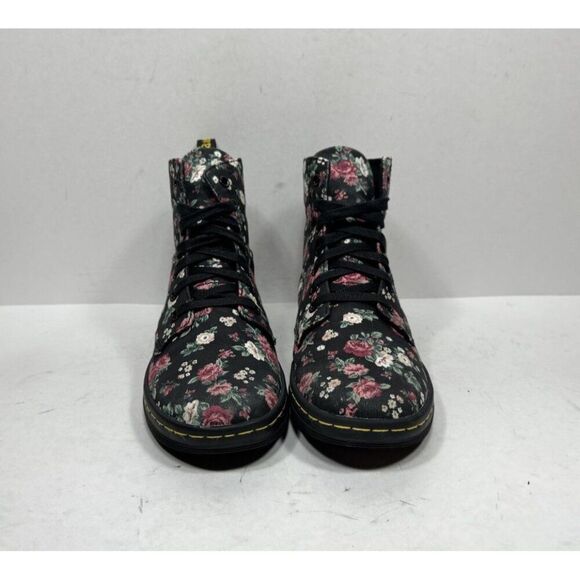 Dr. Martens Hackney Sneakers Women's Size 7 Black Floral Canvas Lace Up Shoes - Picture 2 of 8